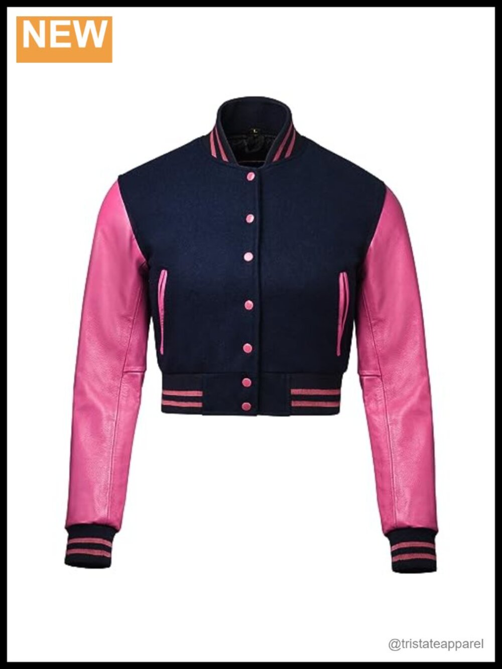 Cropped Varsity Jacket Women - Wool & Leather Baseball Letterman Jacket